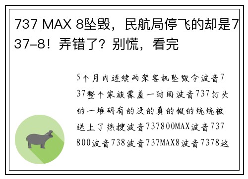 737 MAX 8坠毁,民航局停飞的却是737-8!弄错了?别慌,看完