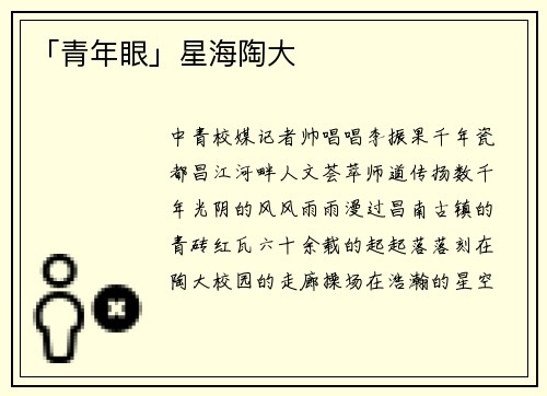 「青年眼」星海陶大
